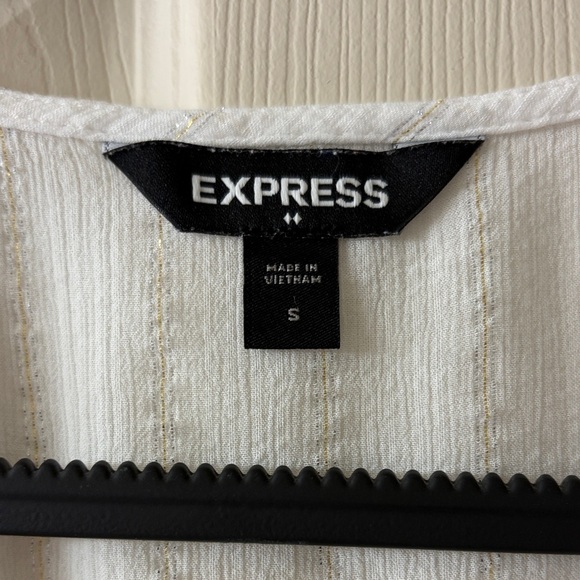 Express White Ruffle V-Neck Blouse - Picture 2 of 3